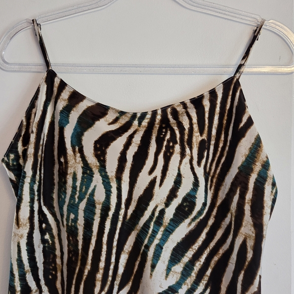 NATORI Zebra Animal Print Slip Dress Nightgown Medium Boho Y2K - Picture 2 of 7